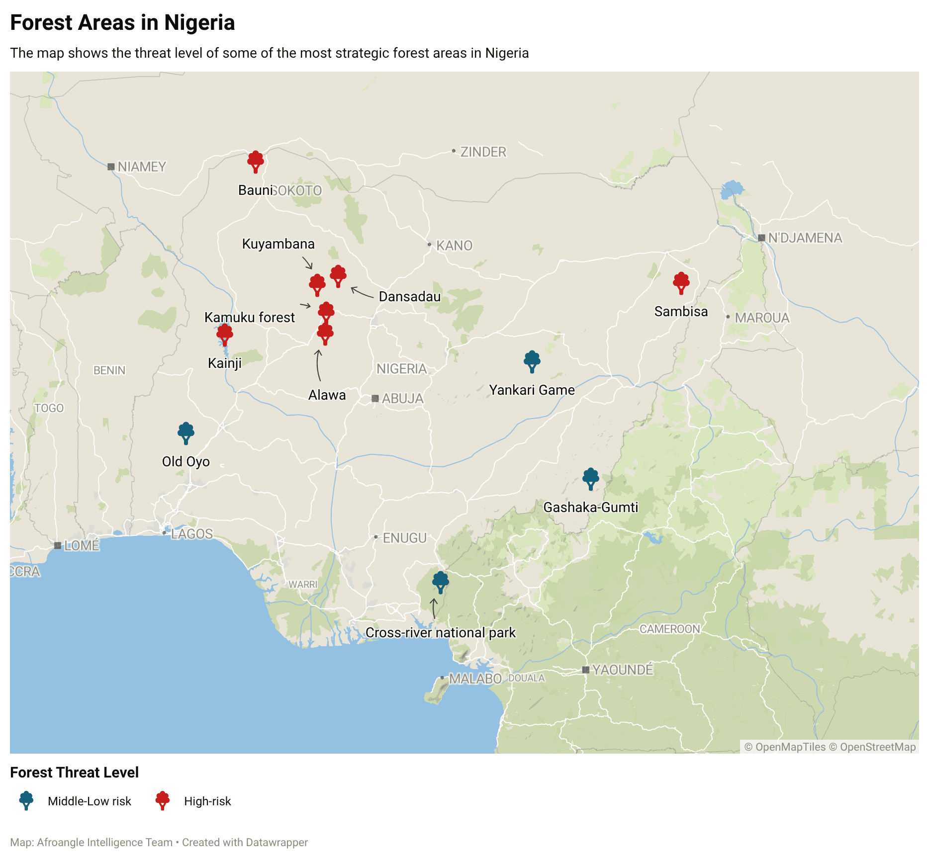 Fig 1: Forested Areas often Used as Safe Haven by Armed Groups